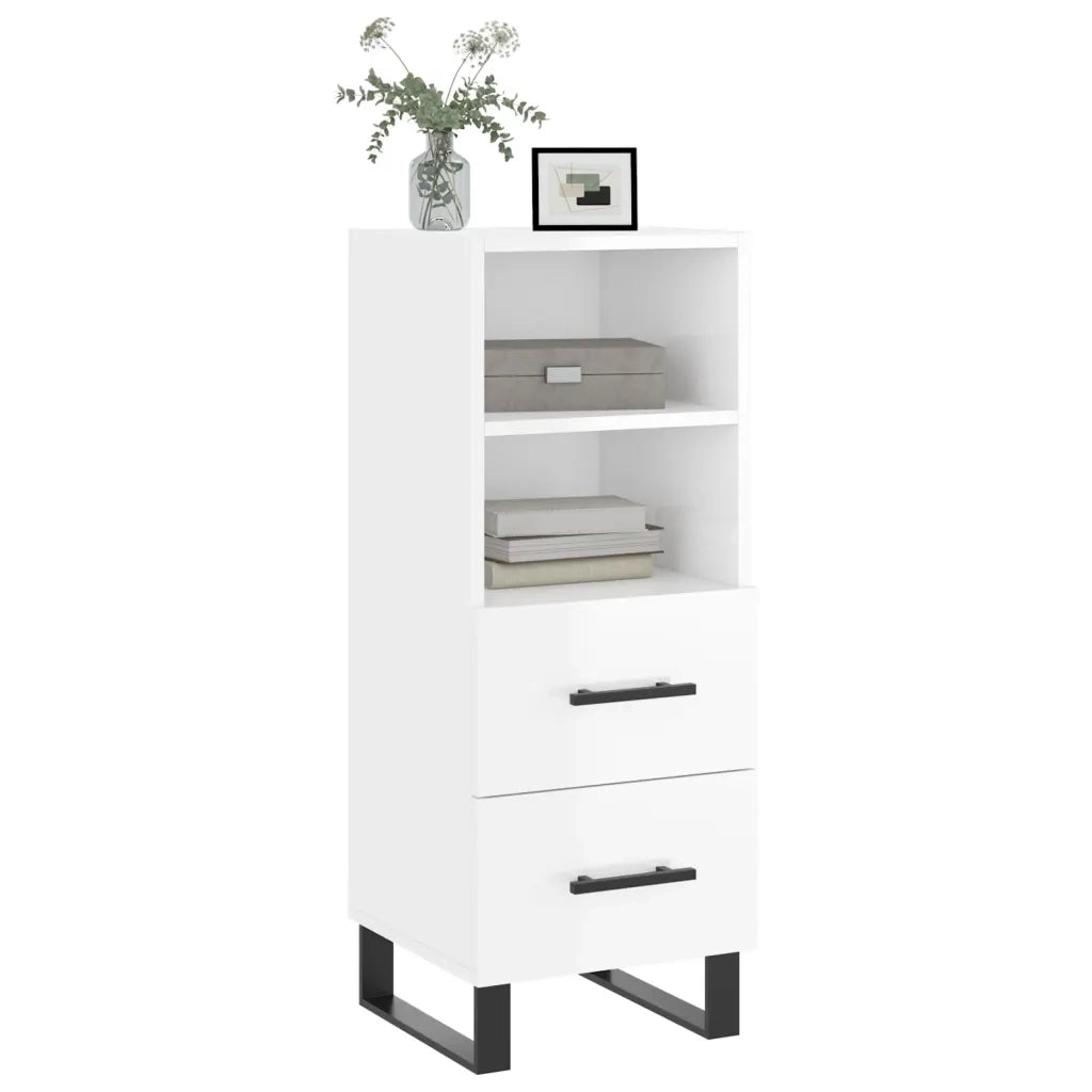 Credenza Bianco Lucido 34,5x34x90 cm in Legno Multistrato 828694