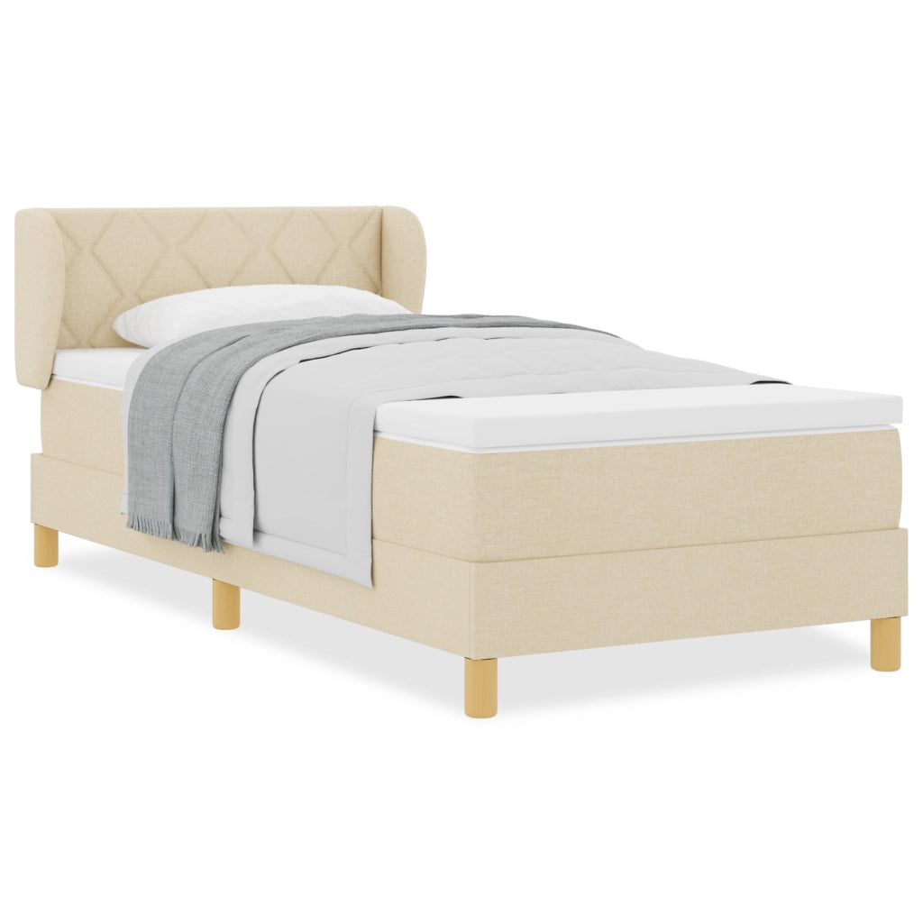 Letto con contenitore e materasso - Colore Panna, 90x190 cm, Tessuto