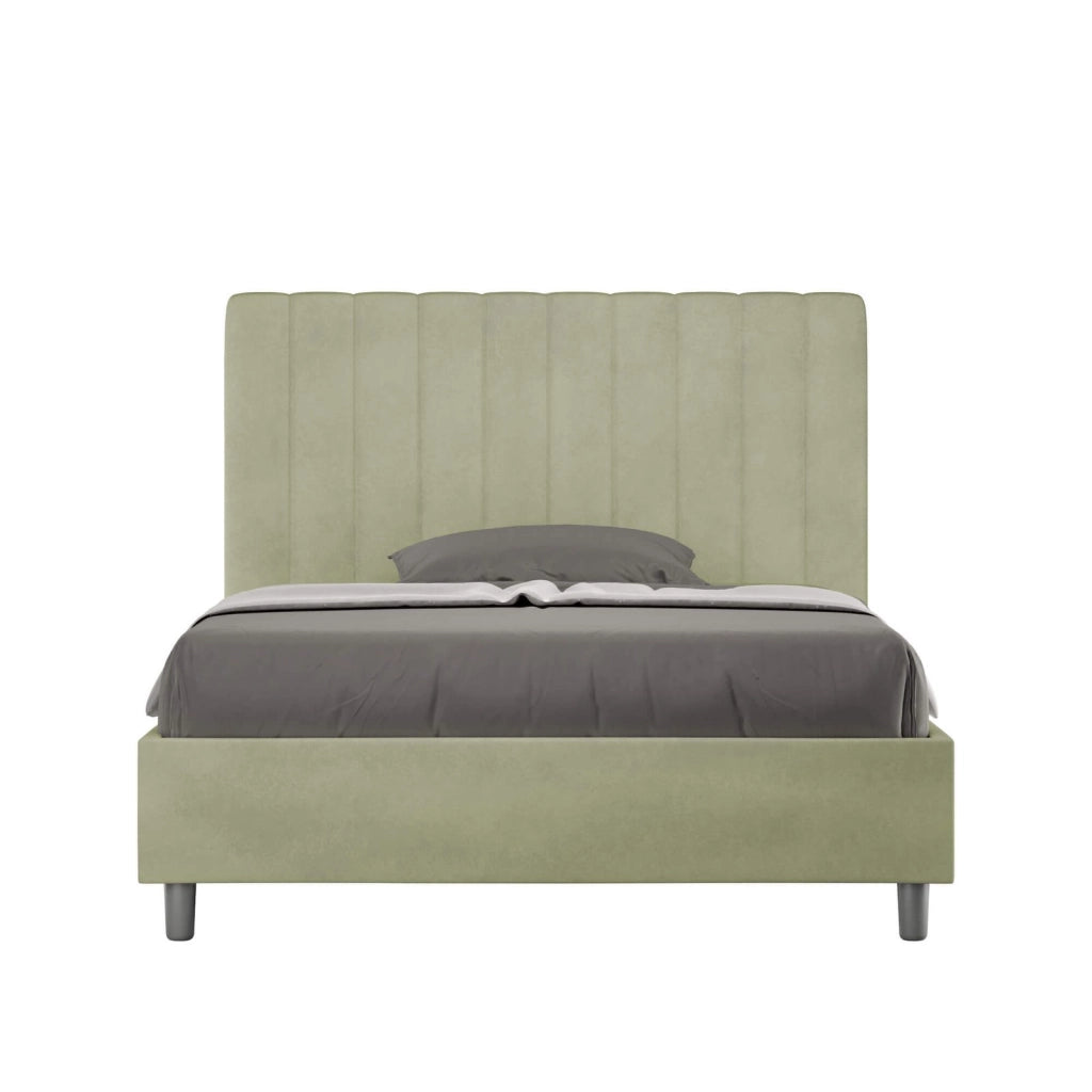 Letto una piazza e mezza senza rete imbottito 120x200 microfibra tè verde Agueda