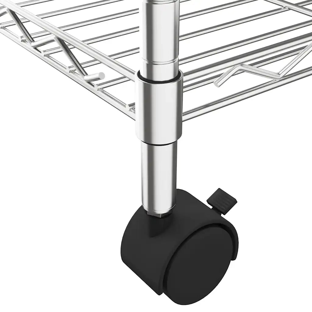 Scaffale a 3 Livelli con Ruote 60x35x81 cm Cromato 150 kg 324625