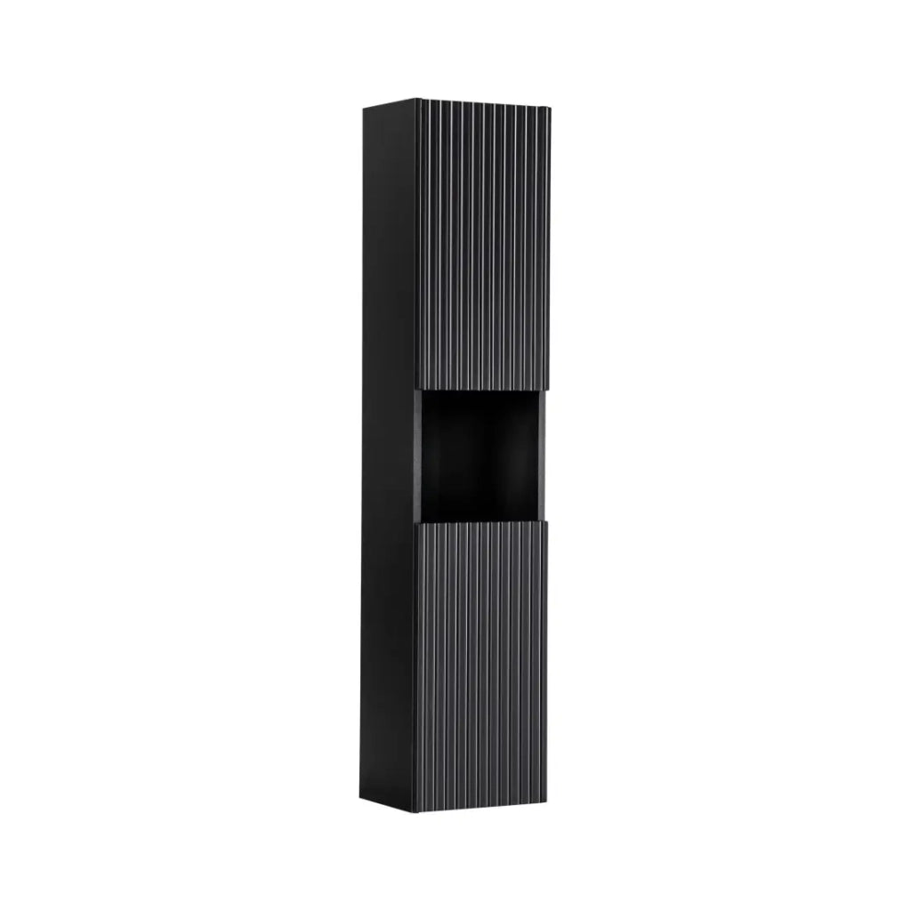 Colonna da bagno VANO – 2 porte + 1 nicchia – Nero opaco – L30 × P25 × H140 cm – Da appendere