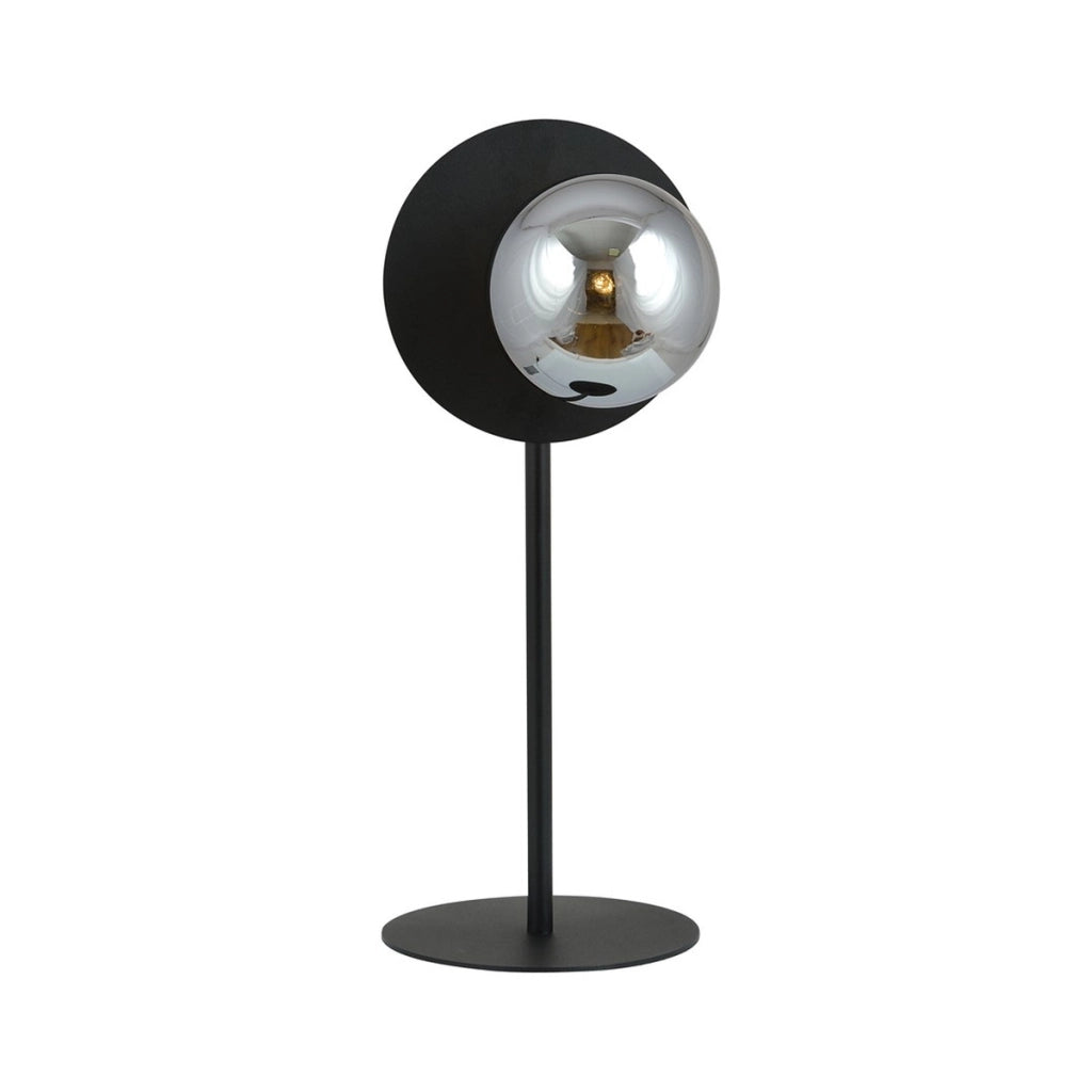 Lampada da tavolo Oslo in acciaio nero opaco e vetro grafite
