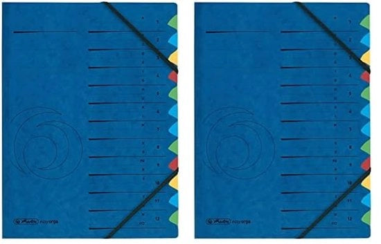 Archivio A4, 12 contenitori elasticizzati, 1 unità, blu (multicolore), (confezione da 2)