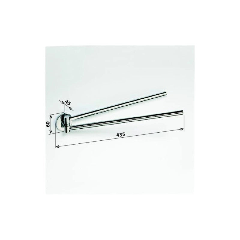 ALFA portasciugamani doppio girevole a parete in zinco 43,5x 4,5 x 6cm