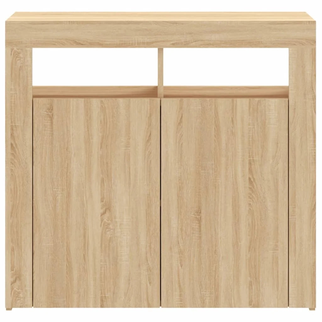 Buffet credenza cassettiera armadio mobile contenitore organizer per cucina soggiorno salotto con luci LED Sonoma 80 x 35 x 75 cm marrone 02_0029968