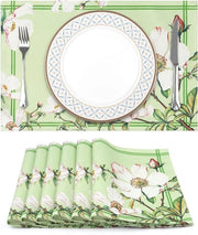 Set di tovaglie da tavola da 6, tovaglie fiori lavabili fiori di primavera tovaglie resistenti al calore per feste, decorazioni di vacanza e campeggio estate (33 x 48 cm)