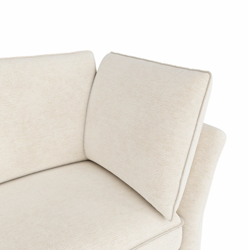 Divano modulare a L con pouf contenitore; 225 x 137 x 84 cm; in chenille beige