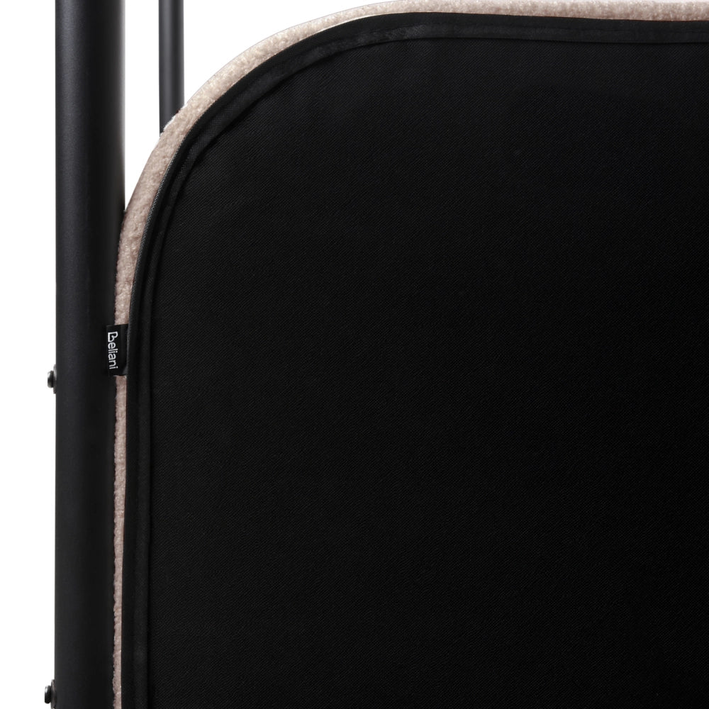 Letto a baldacchino in metallo nero con rivestimento in bouclé beige 180 x 200 cm EU Dimensioni doppie Retro Minimalista