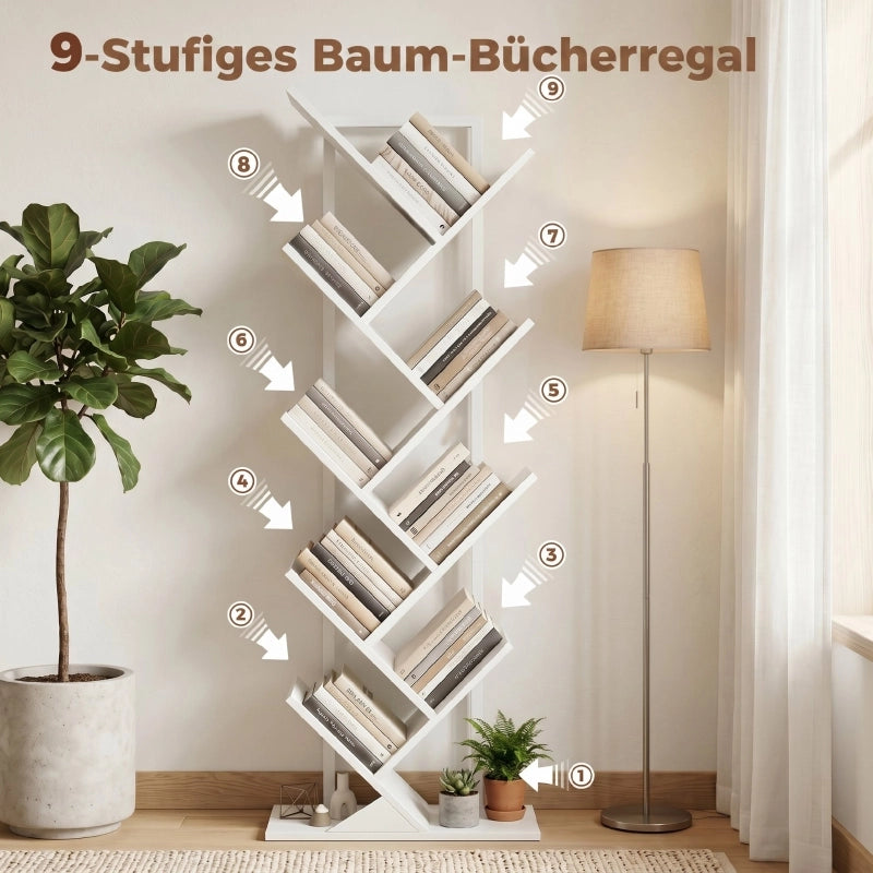 LIBRERIA a forma di albero 50x24x136 cm Legno Bianco