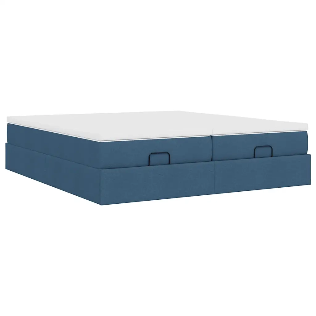 Struttura Letto Pouf con Materassi Blu 180x200cm in Tessuto 3311247