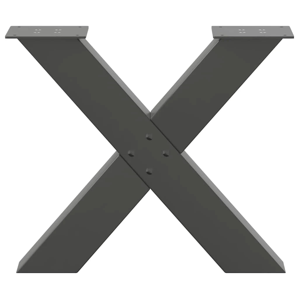Set di 2 gambe per tavolino da caffè a forma di X robuste e regolabili 60 x 43 cm design moderno acciaio antracite 02_0057234