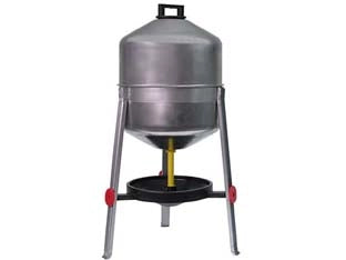 ABBEVERATOIO GIOVE IN LAMIERA CON TREPPIEDI IN METALLO PER POLLI  lt.30 di capienza ø cm.31x72h.
