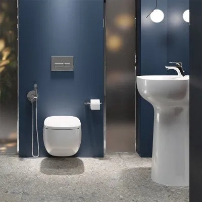 Lavabo freestanding Rak Illusion in ceramica bianca con foro