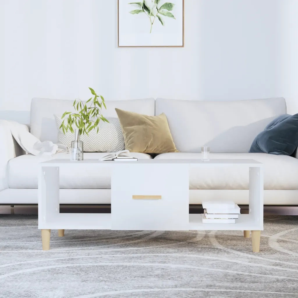 Tavolino da salotto | Tavolino da caff¨¨ | Tavolino da Soggiorno Bianco 102x50x40 cm in Legno Multistrato