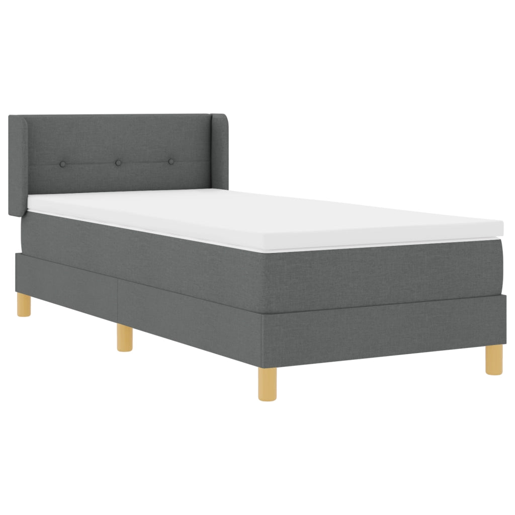 Letto con Box Spring e Materasso Grigio Scuro 90x190 cm Tessuto