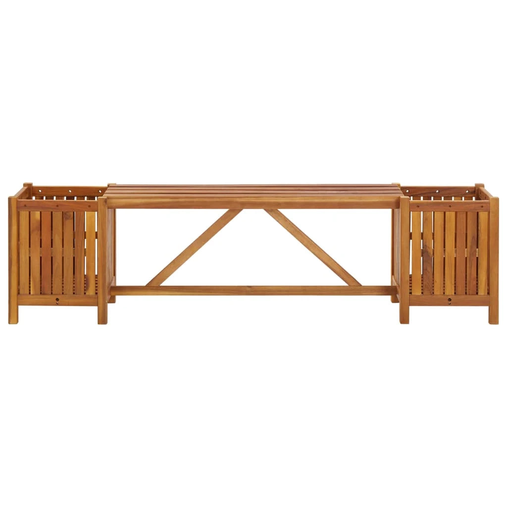 Panca da giardino mobili da esterno per patio terrazza con 2 fioriere 150x30x40 cm legno di acacia 02_0011341