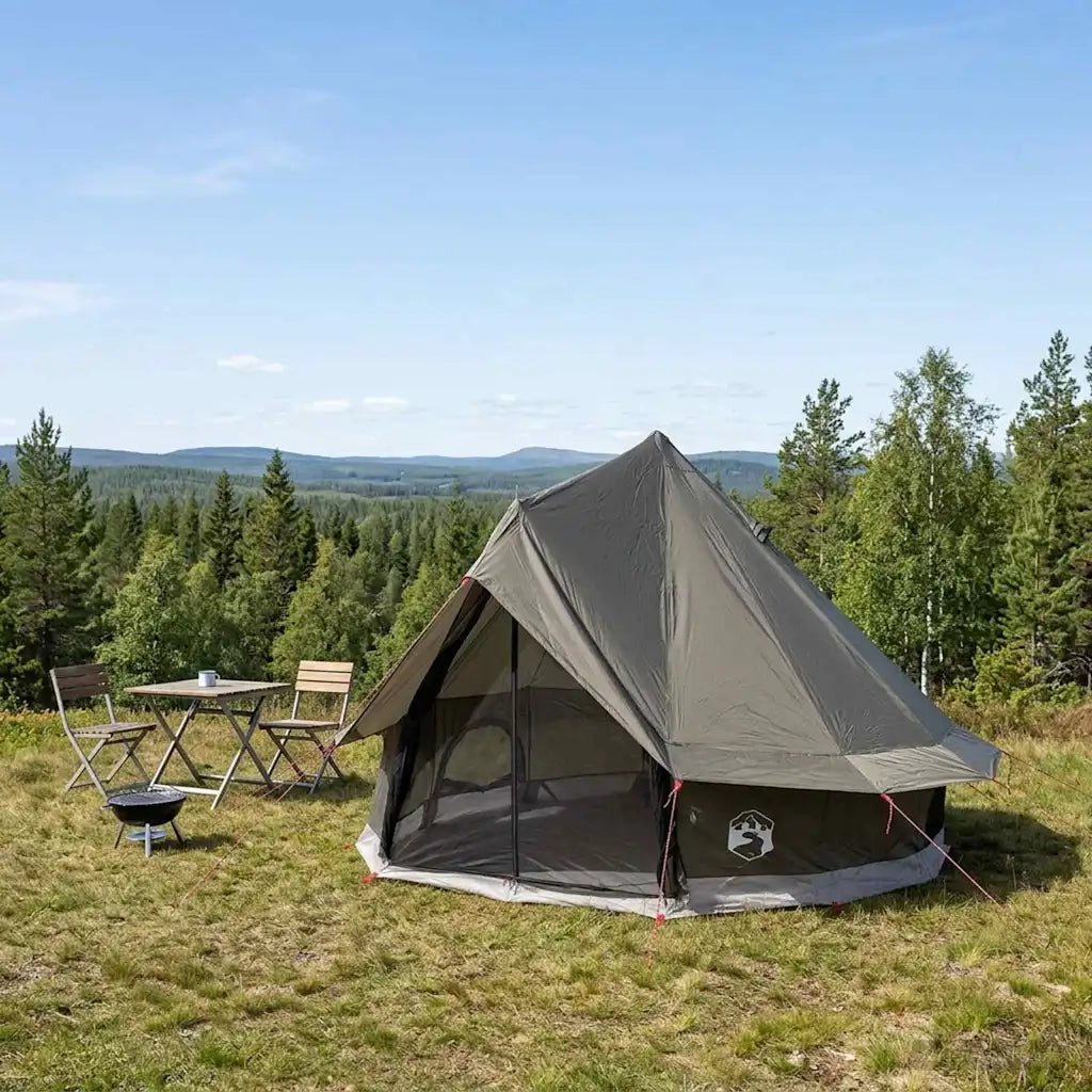 Tenda Tipi Marrone Grigio 250 x 250 cm Poliestere e Acciaio 42029022