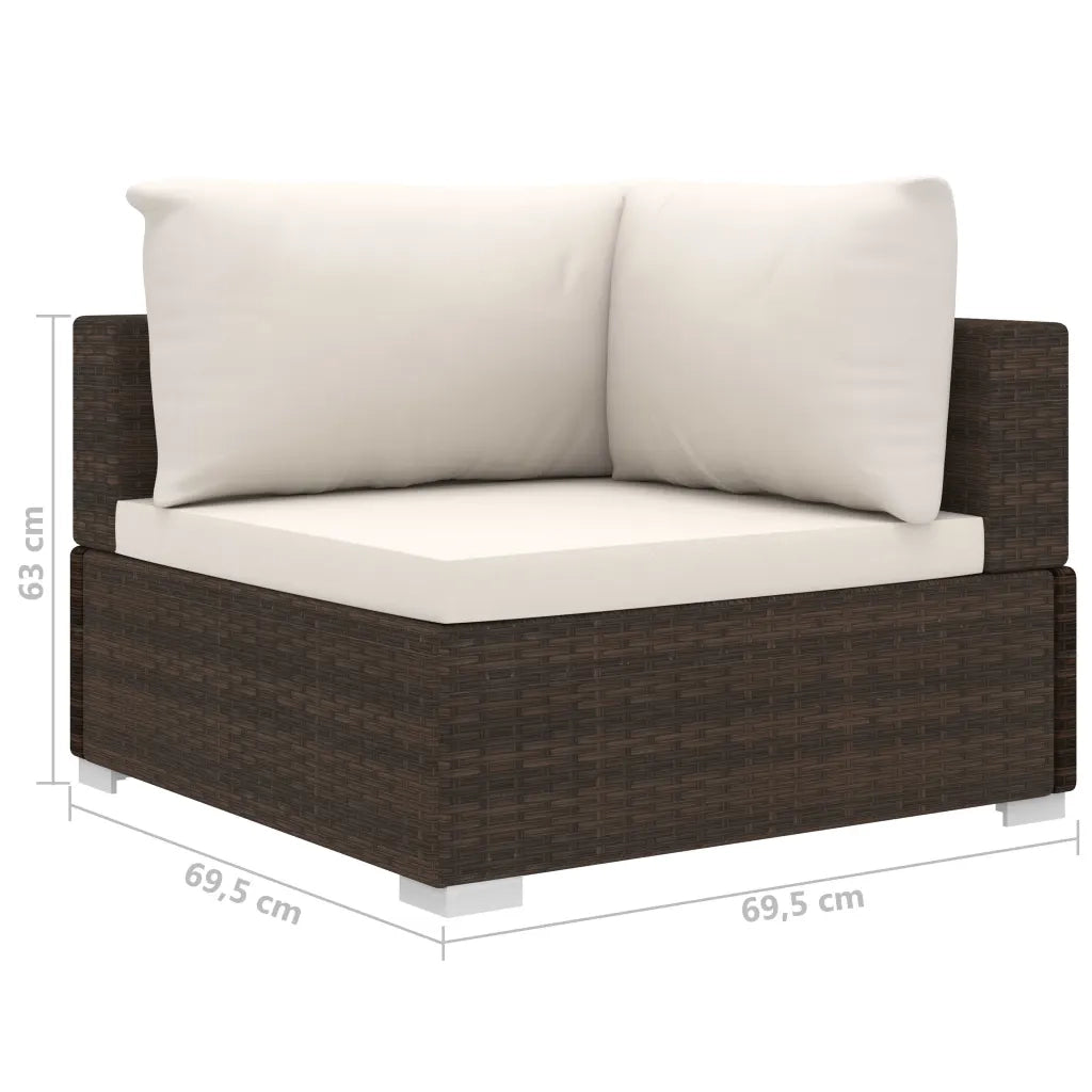 Set Divani da Giardino 10 pz con Cuscini in Polyrattan Marrone 48307