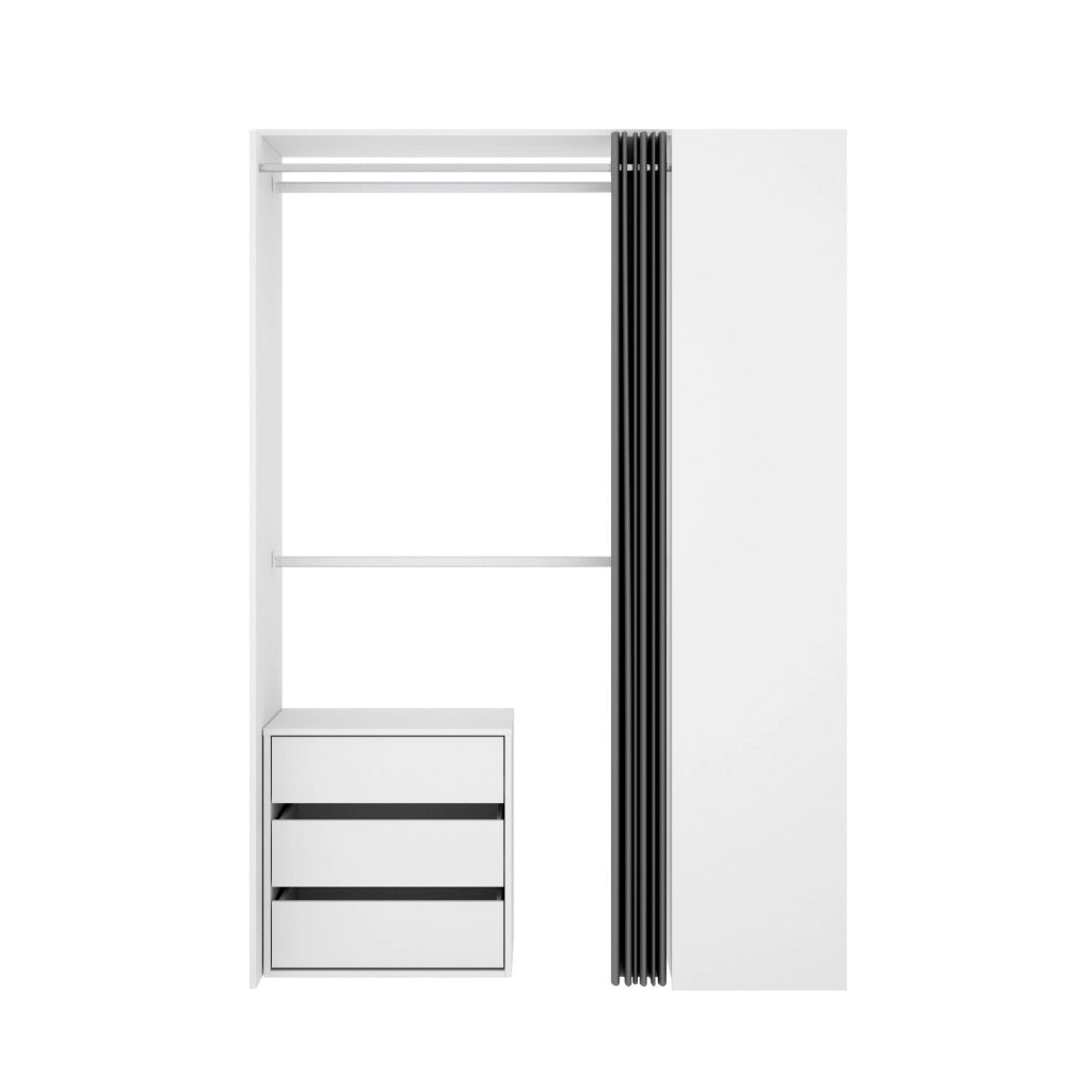 Guardaroba Annuck, Struttura per cabina armadio, Mobile appendiabiti aperto, 141x52h205 cm, Bianco e Antracite