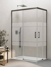Box doccia ingresso angolare 2+2 THALASSA (BASIC) 110x80 cm Titanio vetro serigrafato