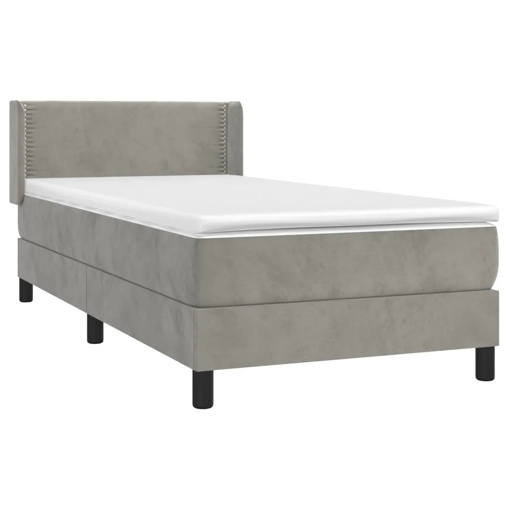 Giroletto a Molle con Materasso Grigio Chiaro 90x200 cm Velluto 3130877