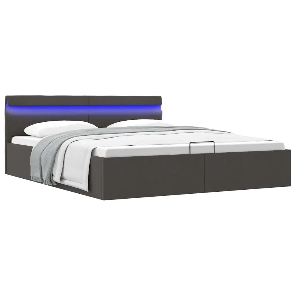 Letto Idraulico Contenitore LED Grigio Scuro Tessuto 180x200cm  cod mxl 62601