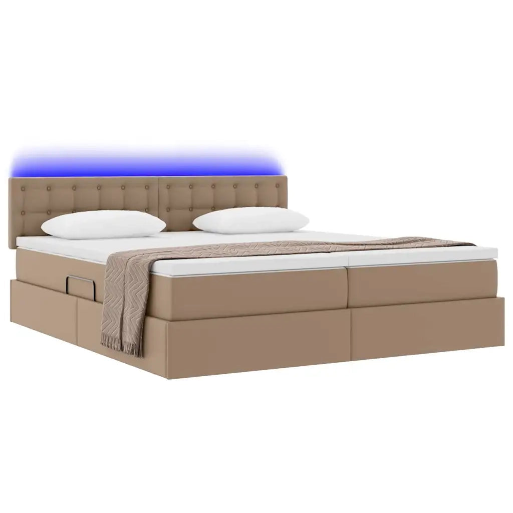 Letto con contenitore e LED con led Cappuccino 180 x 200 cm