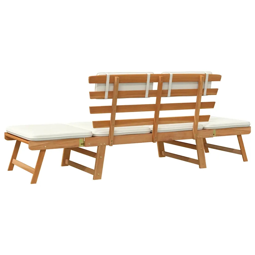 Panca da Giardino con Cuscini-Sgabello-Panca da esterno 2-in-1 190 cm in Massello Acacia