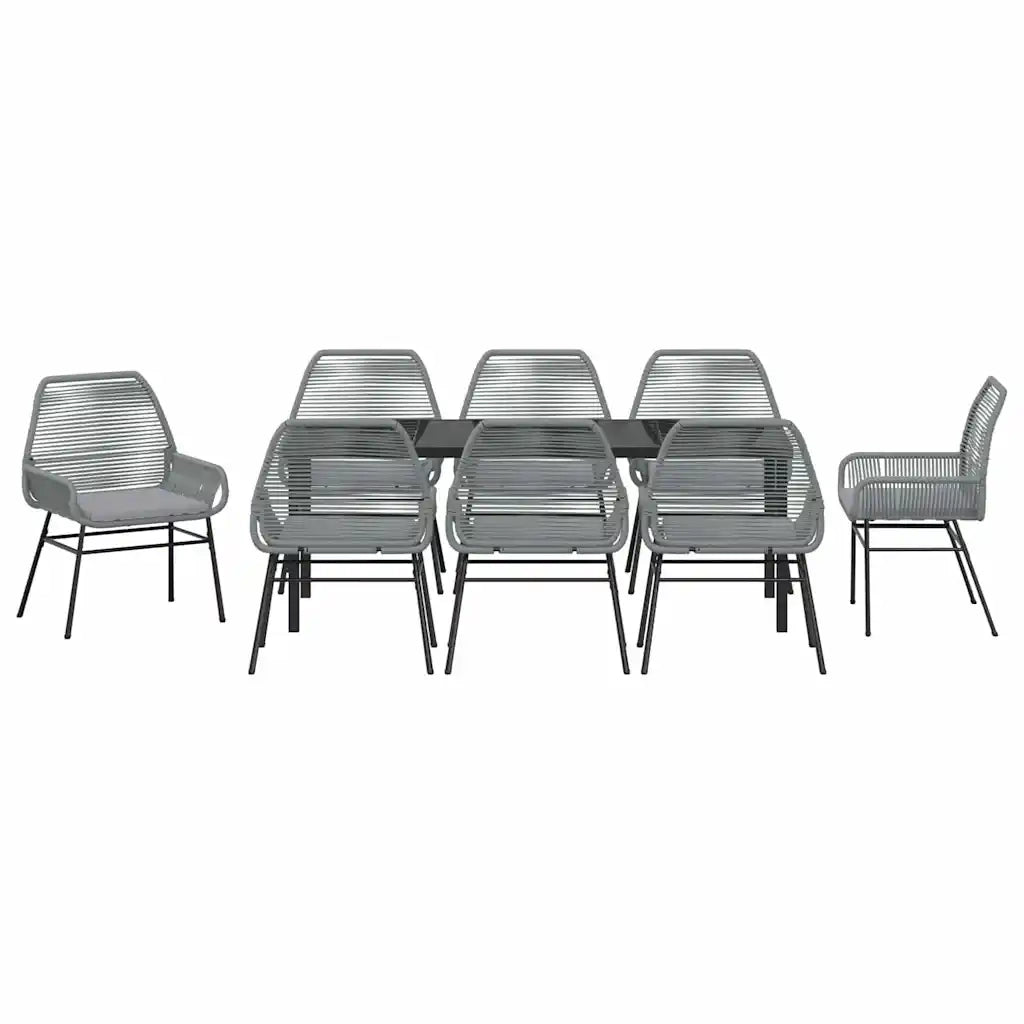 Set da Pranzo per Giardino con cuscino 9 pcs Grigio polyrattan 3380889