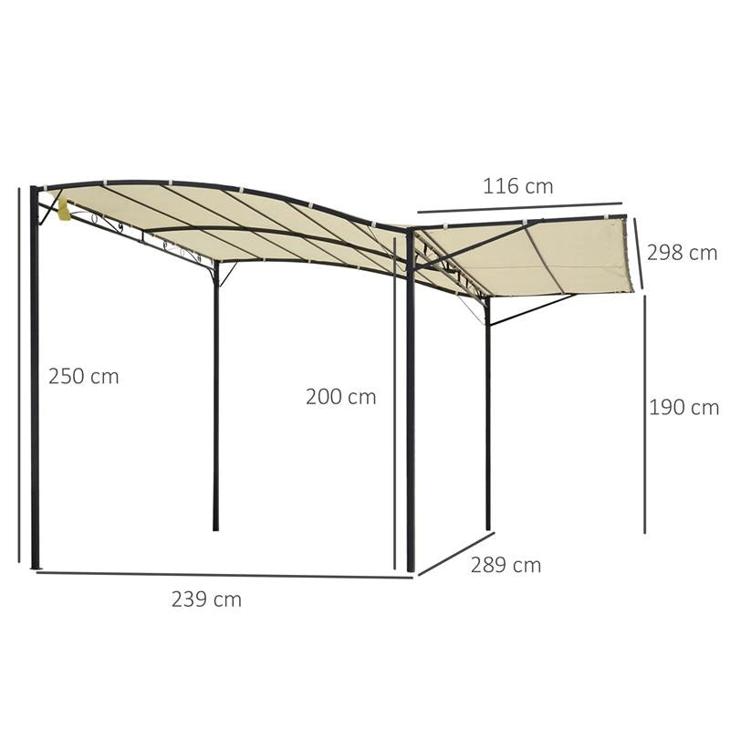 PERGOLA DA GIARDINO IN ACCIAIO CON COPERTURA IN TESSUTO BEIGE 300 X 250 CM