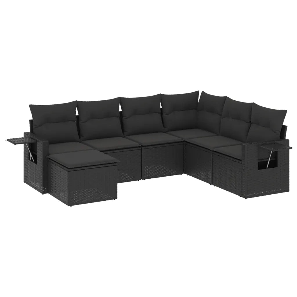 Set Divani da Giardino con Cuscini 7pz Nero Polyrattan 3220494