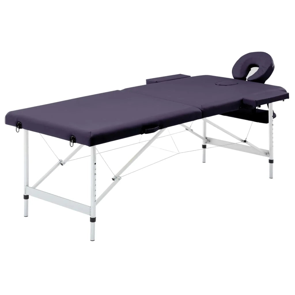 Lettino da massaggio pieghevole lettino da massaggio panca divano terapia cosmetica professionale portatile shiatsu reiki 2 zone alluminio viola 02_0001810