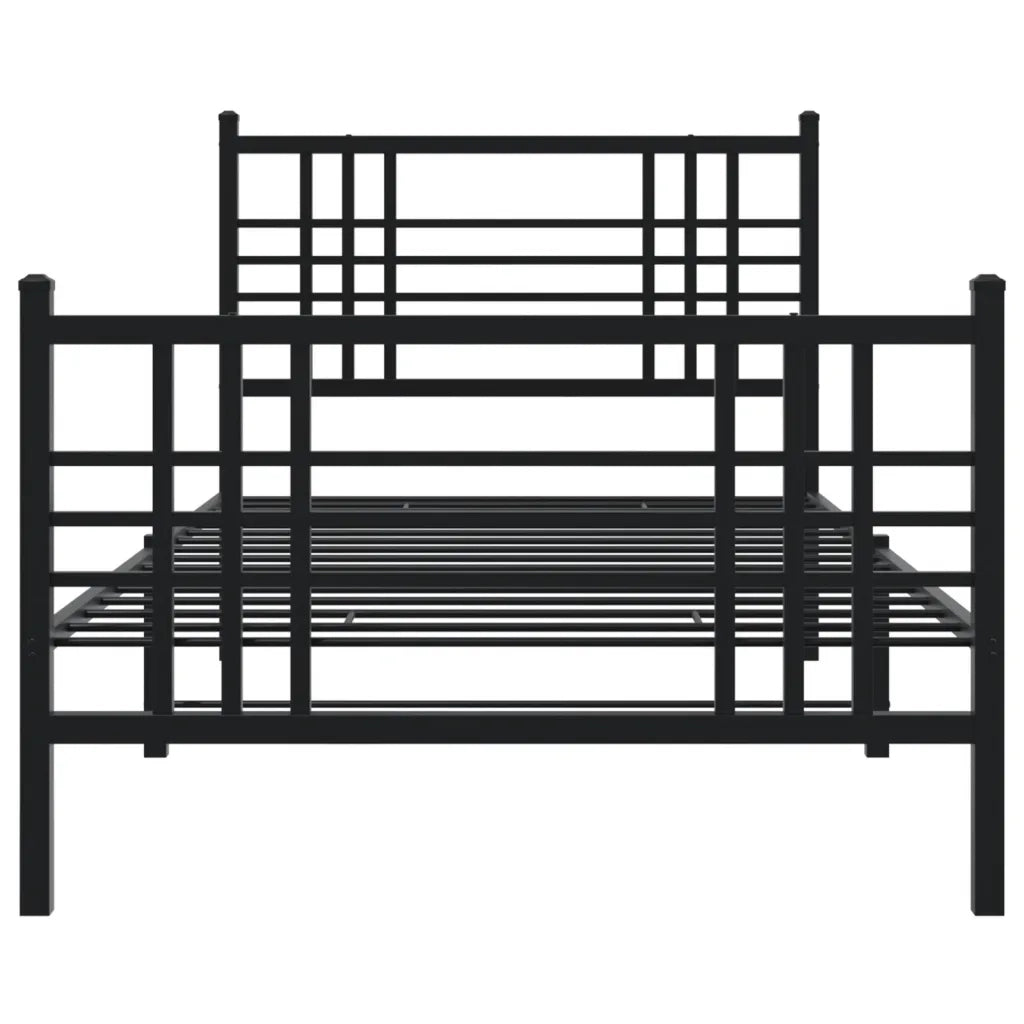 Giroletto con Testiera e Pediera Metallo Nero 100x200 cm 376337