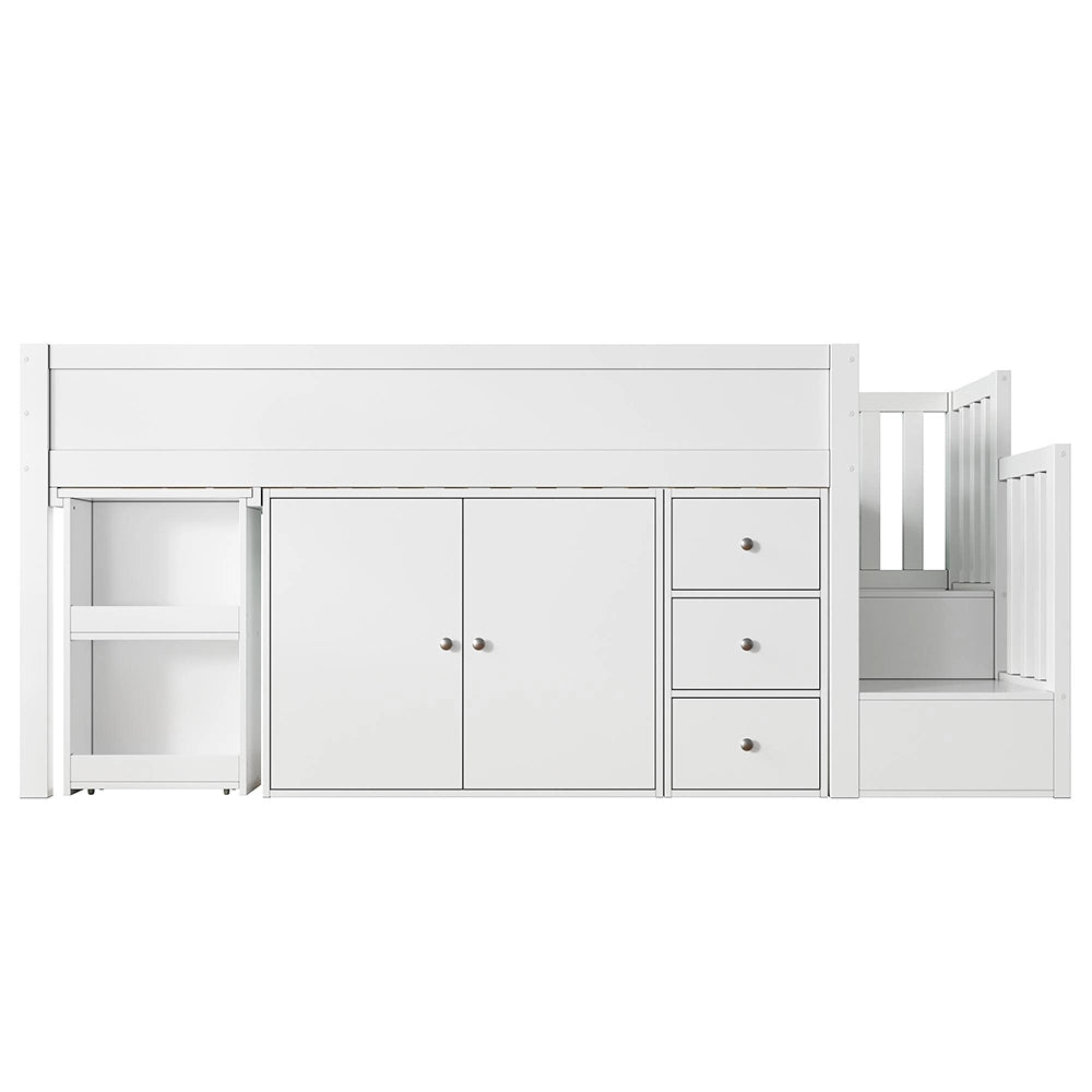 Letto a castello 90x200cm - Xylo - bianco, scrivania estraibile, armadio