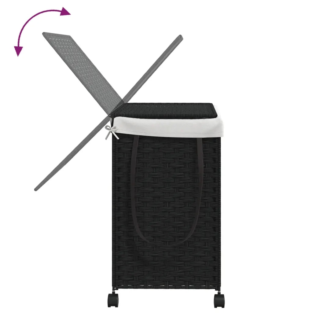 Cesto Portabiancheria con Ruote Nero 60x35x60,5 cm Rattan CFW5846476