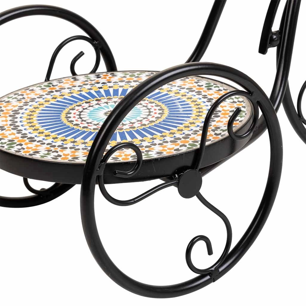 Portavaso in mosaico Arancione e ferro battuto 53x23,5x36h cm