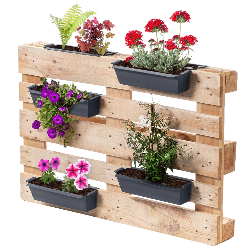 Vaso da fiori KADAX, vasi da fiori per Europallets, scatola da 40 cm, 16 pezzi