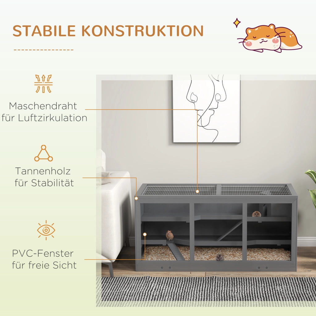 Casetta per Animali Domestici ¨C zephmum ¨C Legno Naturale Grigio 88x132x19