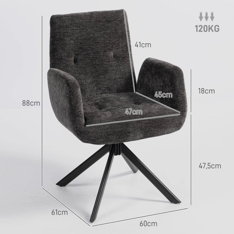 POLTRONA Girevole 60x61x88 cm Nero in Poliestere