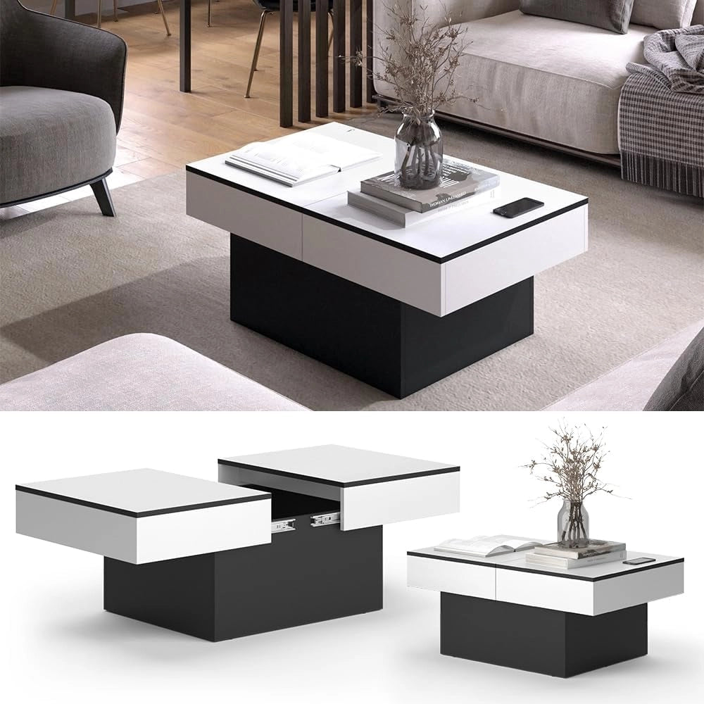 Tavolino salotto Boto, Nero, 95 x 58 cm Estensibile