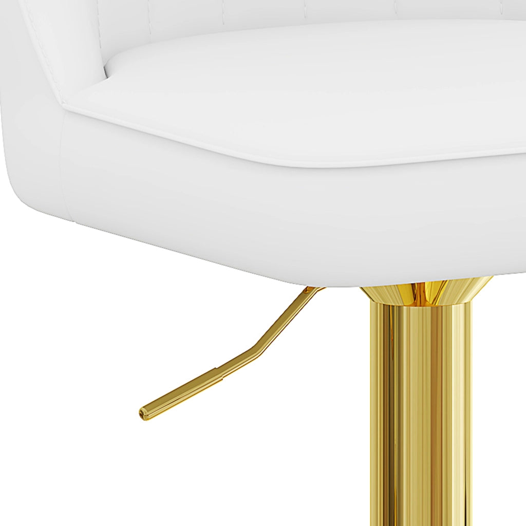 SGABELLO BAR REGOLABILE 2 PEZZI 360° PU BIANCO METALLO ORO