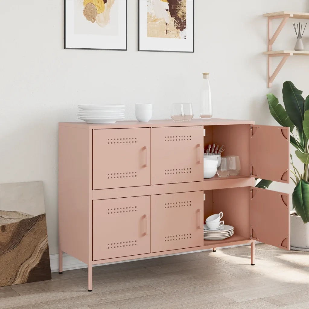 Credenza | Madia | Buffet da pranzo | Armadio da pranzo Rosa 100,5x39x79 cm in Acciaio