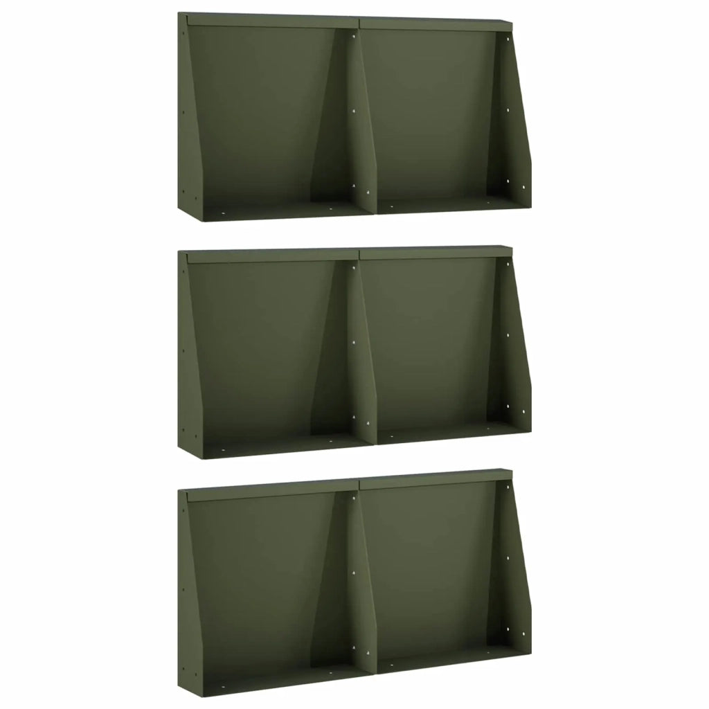 Muro di contenimento 6 pz 40 x 12 x 30 cm Acciaio Verde Oliva 3449138
