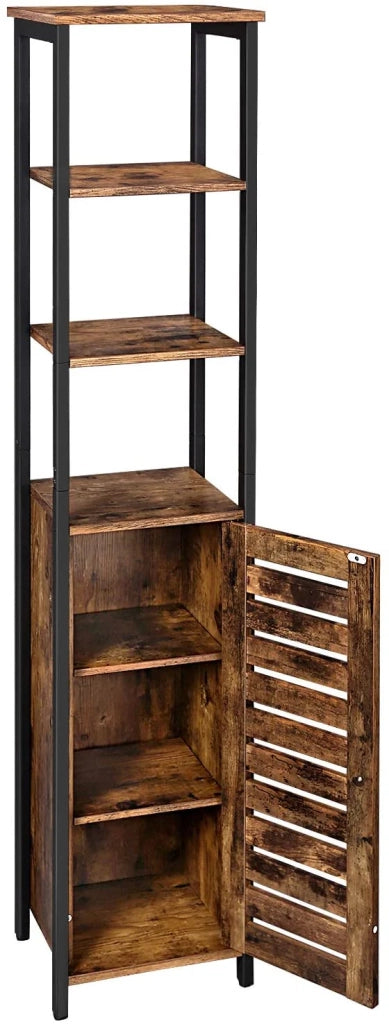 Mobiletto alto/colonna per bagno/soggiorno 37 x 30 x 167 cm stile industriale nero e marrone 12_0000823