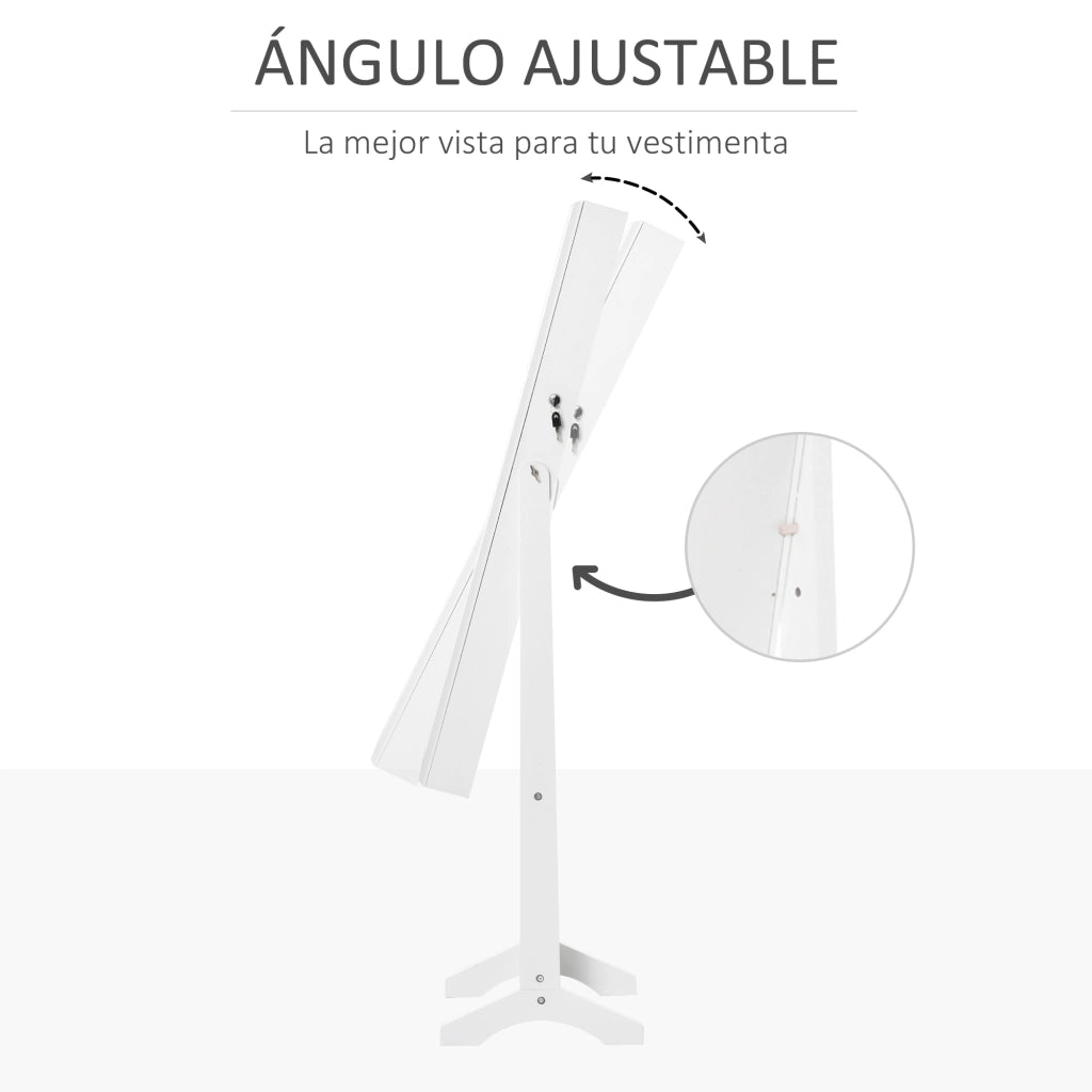 Specchio con cassetti e ganci ¨C zephmum ¨C bianco 46x36,5x151,5 cm