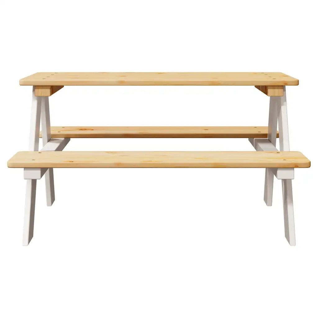 Tavolo per Bambini con Panche IRUN 90x79,5x50 cm Legno Massello