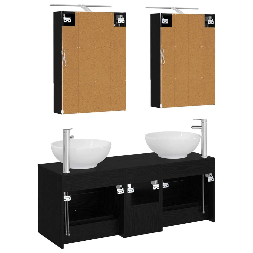Set di mobili per il bagno 5 pcs Rovere Nero 3406960