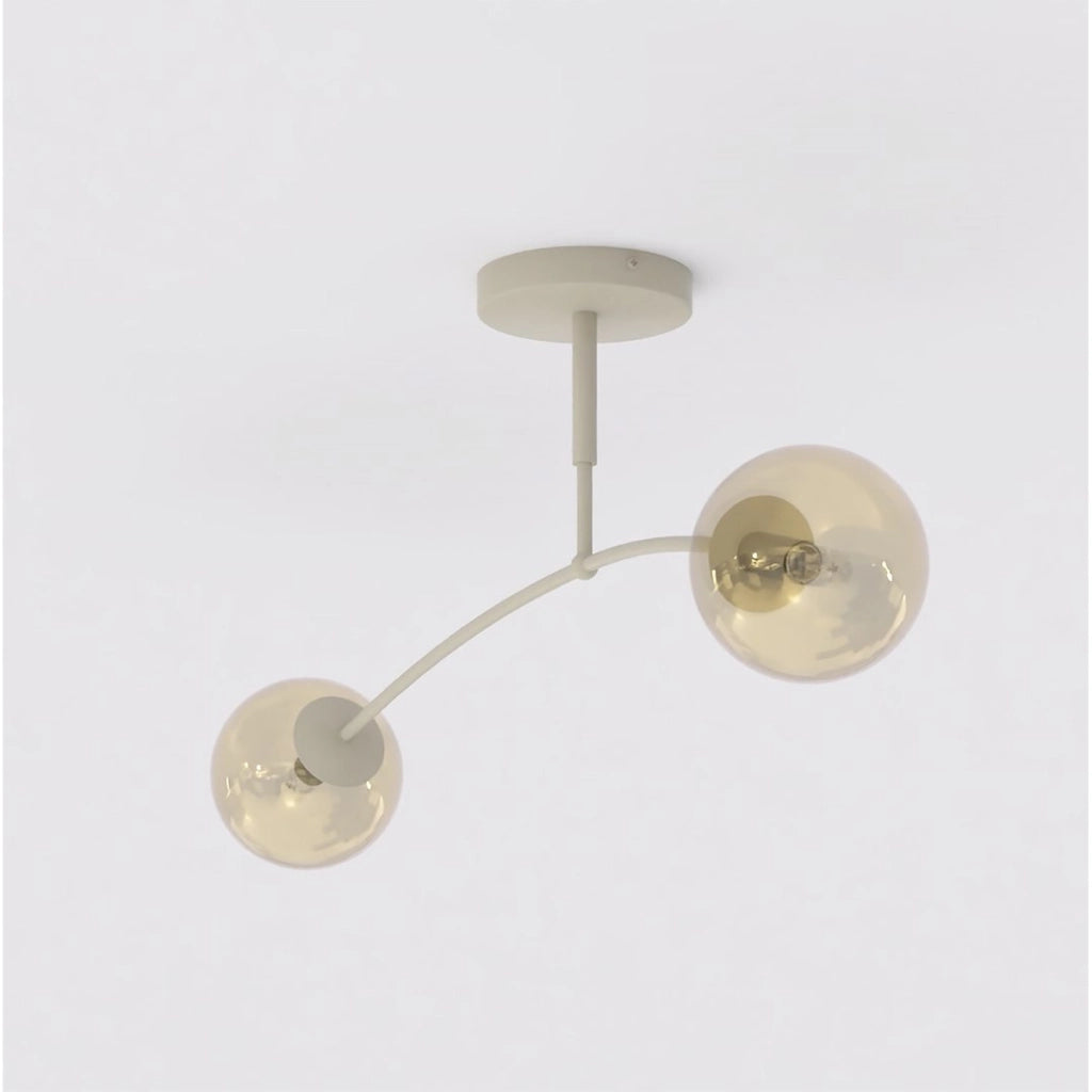 Lampada a sospensione PREGOS in acciaio beige e vetro ambra