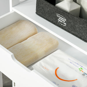 Mobiletto da Bagno con Mensole 2 Ante 1 Cassetto 60x33x122,5 cm in Legno Bianco