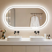 ZMH Specchio da bagno ovale con luce LED 60x120 cm parete touch antiappannamento IP44 dimmerabile 3000K-6500K